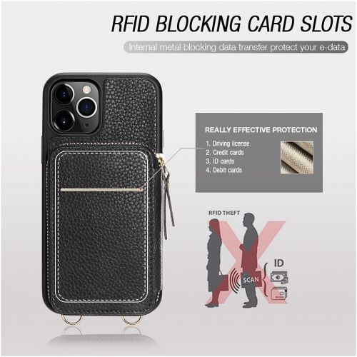  [아마존베스트]iPhone 11 Pro Max Wallet Case,ZVE iPhone 11 Pro Max Case,Zipper Wallet Case with Credit Card Holder Slot Wrist Strap Handbag Purse Protective Case for Apple iPhone 11 Pro Max 6.5 i