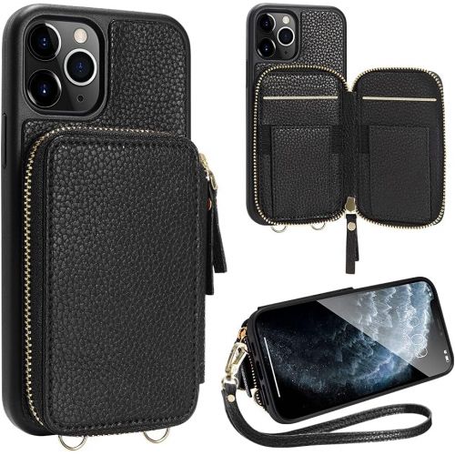  [아마존베스트]iPhone 11 Pro Max Wallet Case,ZVE iPhone 11 Pro Max Case,Zipper Wallet Case with Credit Card Holder Slot Wrist Strap Handbag Purse Protective Case for Apple iPhone 11 Pro Max 6.5 i