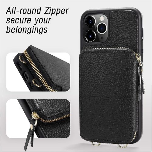  [아마존베스트]iPhone 11 Pro Max Wallet Case,ZVE iPhone 11 Pro Max Case,Zipper Wallet Case with Credit Card Holder Slot Wrist Strap Handbag Purse Protective Case for Apple iPhone 11 Pro Max 6.5 i