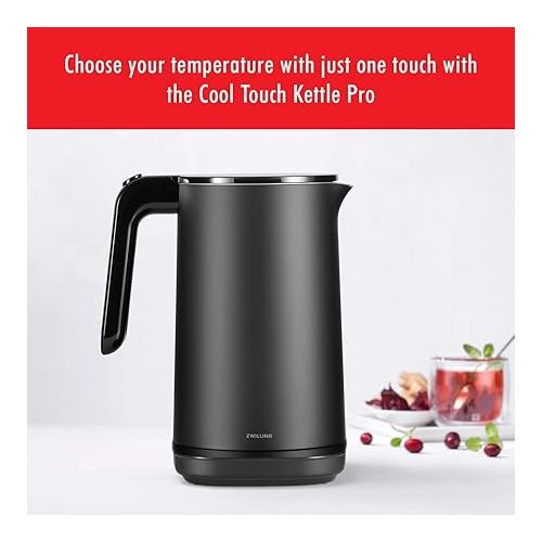  ZWILLING Enfinigy Cool Touch 1.5-Liter Electric Kettle Pro, Cordless Tea Kettle & Hot Water