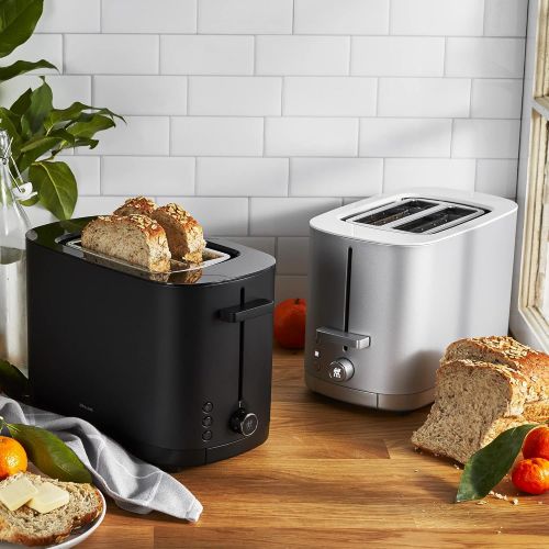  Zwilling Enfinigy Cool Touch Toaster 2 Slice with Extra Wide 1.5 Slots for Bagels, 7 Toast Settings, Even Toasting, Reheat, Cancel, Defrost, Black