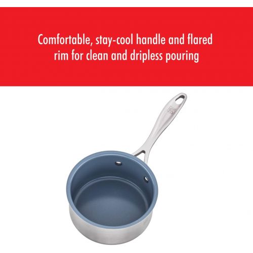  ZWILLING Spirit Ceramic Nonstick Saucepan, 1-qt, Stainless Steel