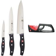 Zwilling? J.A. Henckels Twin Signature, Chef Knife Set, Utility Knife, Paring Knife, Chef Knife 8 Inch, German Knife Set, Black with J.A. Henckels 4-Stage Pull Through Knife Sharpe