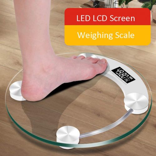  ZWS Electronic scale Ultra Slim Round Digital Body Weight Bathroom Scale Tempered Glass and High Precision Sensors, Clear (Color : White, Size : 28CM)