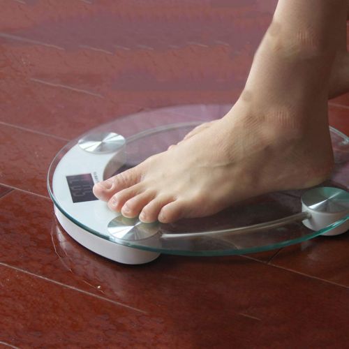  ZWS Electronic scale Ultra Slim Round Digital Body Weight Bathroom Scale Tempered Glass and High Precision Sensors, Clear (Color : White, Size : 28CM)