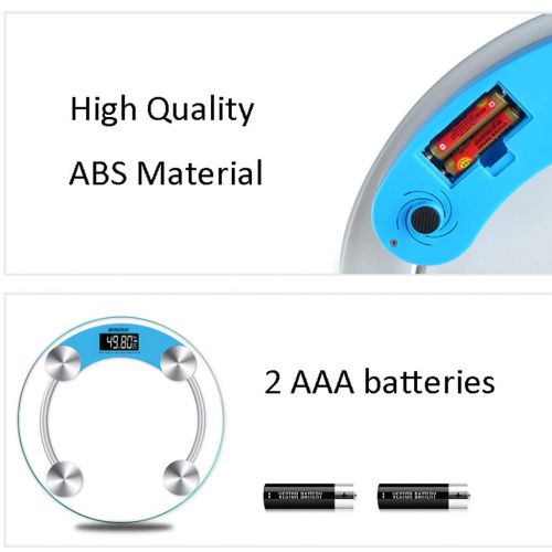  ZWS Electronic scale Ultra Slim Round Digital Body Weight Bathroom Scale Tempered Glass and High Precision Sensors, Clear (Color : White, Size : 28CM)