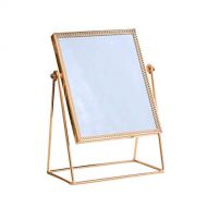 ZWS Vanity Mirrors Nordic Princess Dressing Makeup Mirror Table Mirror Rectangle 360° Rotary Student Dormitory Single-Sided Mirror, Gold (Color : Gold)
