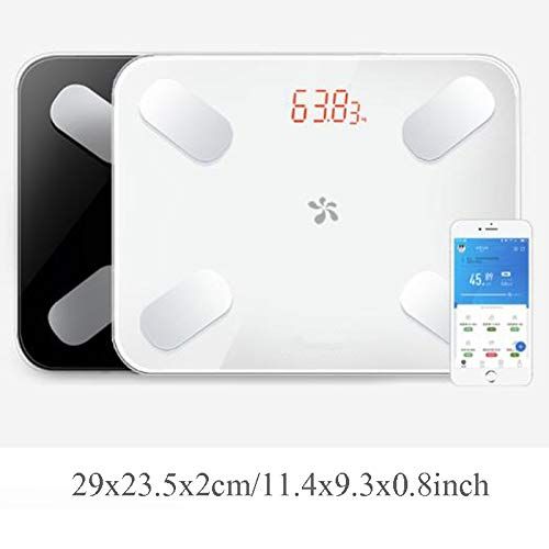  ZXMDMZ-Scales Bluetooth Body Fat Smart BMI Scale Digital Bathroom Wireless Weight Scale, Body Composition Analyzer with Smartphone App - 11.4x9.3x0.8inch ZXMDMZ (Color : Black)