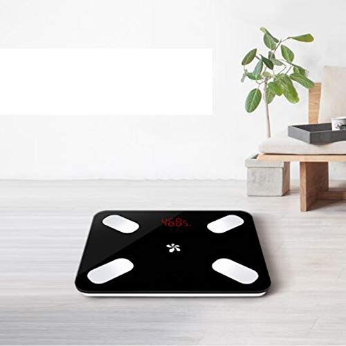  ZXMDMZ-Scales Bluetooth Body Fat Smart BMI Scale Digital Bathroom Wireless Weight Scale, Body Composition Analyzer with Smartphone App - 11.4x9.3x0.8inch ZXMDMZ (Color : Black)