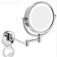 ZXWCYJ Wall Mount LED Lighted Makeup Mirror,1x/10x Magnification, 8 Inch,Retractable Folding Double-Sided Dressing Mirror,Bathroom.