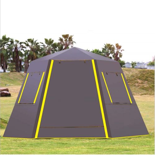  ZXWCYJ Automatic Family Camping Tent 3-4 Season,Big Space Pop up Backpacking Beach Tent,Waterproof 3000mm UV Protection Portable Lightweight Sun Shelter,Brown