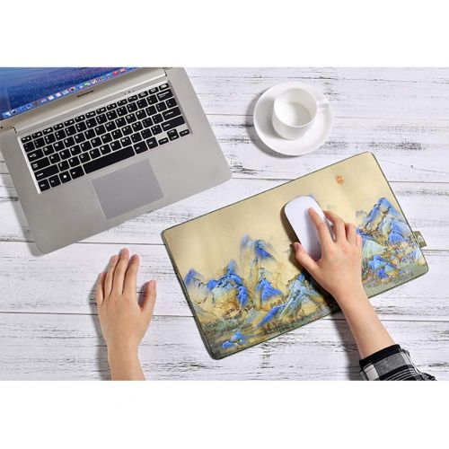  ZXY Non-Slip Art Tablecloth mat, Laptop Keyboard Mouse pad Waterproof Gaming Writing mat for Office Home-A 39x23cm(15x9inch)