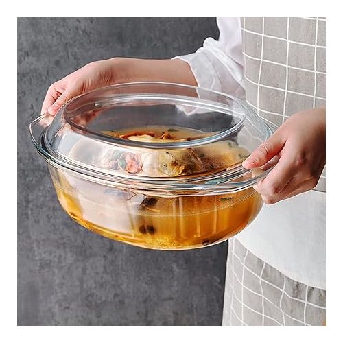  Oval Glass Casserole Dish With Lid Glass Casserole Dishes With Lids Glass Microwave Casserole dish with Lid Covered Glass Bakeware Oven Safe, Glass Casserole With Lid 3.5 Litres