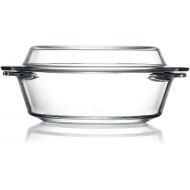 ZYER Small Glass Casserole Dish With Glass Lid Round Glass Microwave Safe Bowls with Lids, Glass Microwavable Bowls (0.65L)