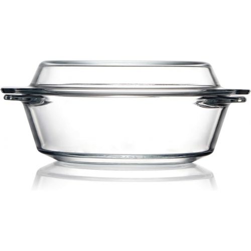  ZYER Small Glass Casserole Dish With Glass Lid Round Glass Microwave Safe Bowls with Lids, Glass Microwavable Bowls (0.65L)