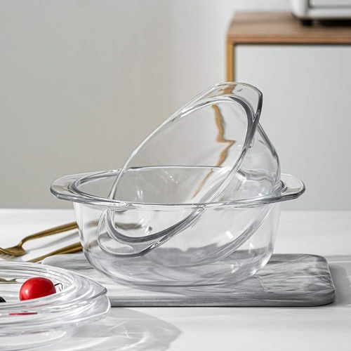  [아마존베스트]ZYER Clear Round Glass Casserole With Lid Glass Bakeware Easy Grab Baking Dish, Microwave, Oven, Freezer, and Dishwasher Safe (1L)