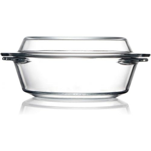  [아마존베스트]NUTRIUPS Clear Round Glass Casserole Dish With Lid Non-Plastic Lidded Casseroles Easy Grab Glass Cooking Bowls with Glass Lid, Microwave, Oven, Freezer, and Dishwasher Safe (0.65L)