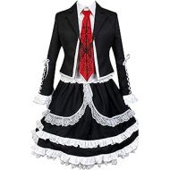 ZYHCOS Womens Lace Ruffled Skirt Black Suits Halloween Uniform Costume