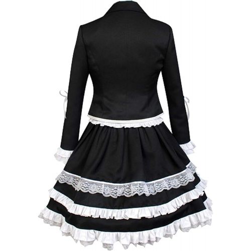  할로윈 용품ZYHCOS Womens Lace Ruffled Skirt Black Suits Halloween Uniform Costume