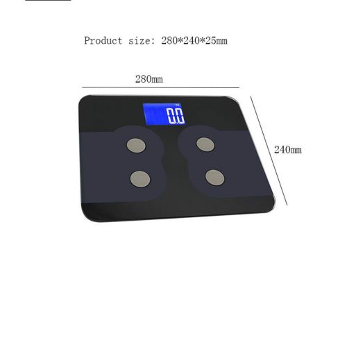  ZYY Bluetooth Digital Body Fat Scales Wireless Smart Weighing Weight Bathroom,180kg/ 400 Lb / 28st, Body Fat, Water, Muscle Mass (Color : Black)