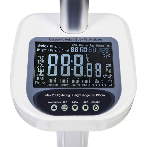  ZYY Fat Analyzer Electronic Scales, Ultrasonic LCD Backlight Display Height Adjustable Digital Body Weight Health 200KG