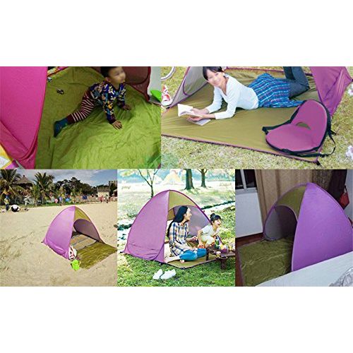  ZZ Lighting Durable&Portable Automatic Pop Up Beach Tent Sun Shelter for 2-3 Person with UV 50+ Protection