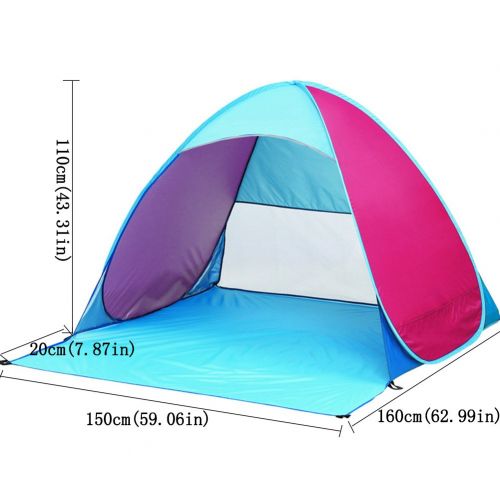  ZZ Lighting Durable&Portable Automatic Pop Up Beach Tent Sun Shelter for 2-3 Person with UV 50+ Protection