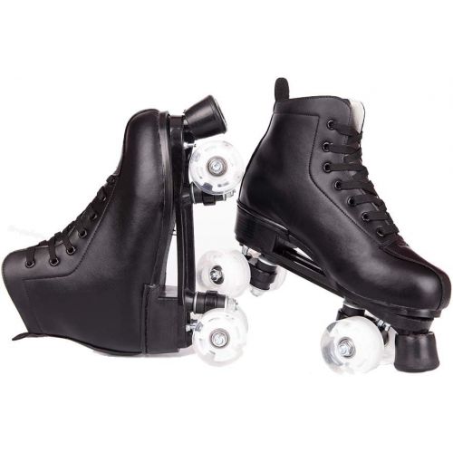  ZZAINIO Roller Skates for Women Men Classic Double Row PU Leather Womens Roller Skates for Adult Women Beginner, Professional Indoor Outdoor Shiny Roller Skates with Shoes Bag