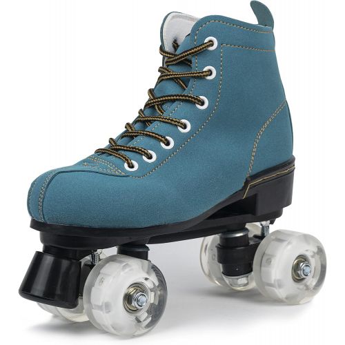  ZZAINIO Roller Skates for Women Men Classic Suede High-top Womens Roller Skates for Beginner Girls Professional Indoor Outdoor Shiny Roller Skates with Shoes Bag