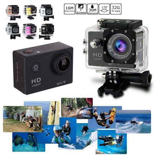  ZZH Action-Kameras, HD 1080P Sport DV HD 2,0 Zoll 90 Grad Klettern Tauchen wasserdichte Sport Kamera TF-Karte Schwimmen Klettern