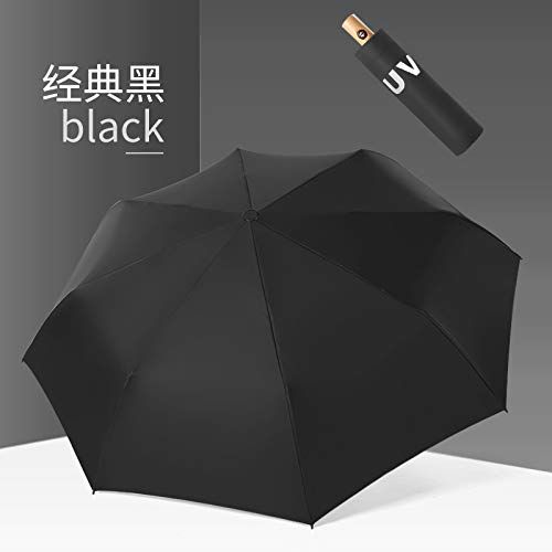  ZZSIccc Parasol Wooden Handle Three Fold Automatic Umbrella Folding Self-Opening Umbrella B