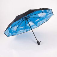 ZZSIccc Parasol 10 Bone Automatic Double-Layer Umbrella Folding Umbrella C Blue Sky and White Clouds