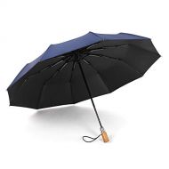 ZZSIccc Parasol Fully Automatic Folding Umbrella Metal Wooden Handle Three-Fold Umbrella U