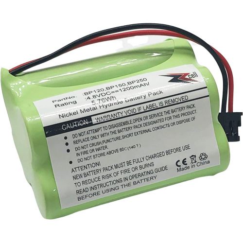  [아마존베스트]2-Pack ZZcell Battery for Bearcat Sportcat BP120 / BP150 / BP180 / BP250, Uniden BBTY0356001 1200 mAh