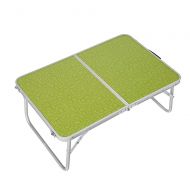 Za ZA Outdoor Light Weight Foldable Camping Table with Handle, Portable Multifunctional Folding Low Table for Home User, Bed Table, Fold-in-Half Desk (Color : Green)