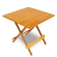 Za ZA Bamboo Square Folding Camping Table, Portable Picnic Card Table, Foldable Tray Table, Fold-in-Half Desk for Home, Outdoor