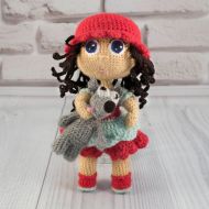 ZaKuto4ok Crochet little riding red hood doll knitted amigurumi toy