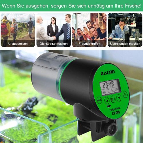 [아마존 핫딜]  [아마존핫딜]Zacro Fischfutterautomat Automatischer Fischfutterspender mit USB-Ladekabel fuer Aquarium, Fischtank