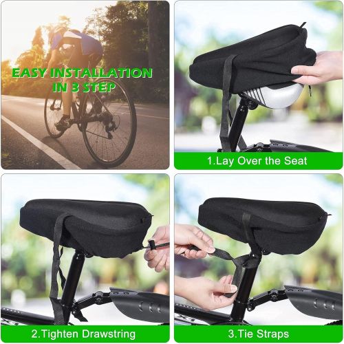  Zacro Large Gel Bike Seat Cover - Wide Padded Bicycle Seat Cover-Exercise Bike Seat Cushion for Women Men Comfort Compatible with Peloton, Cruiser, Stationary Bike-Water&Dust Resis