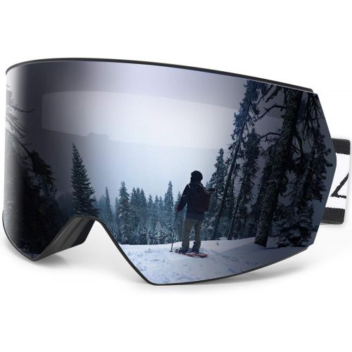  Zacro Ski Snowboard Goggles Anti Fog - Interchangeable Lens Over Glasses Snow Skiing Goggles for Men Women Youth