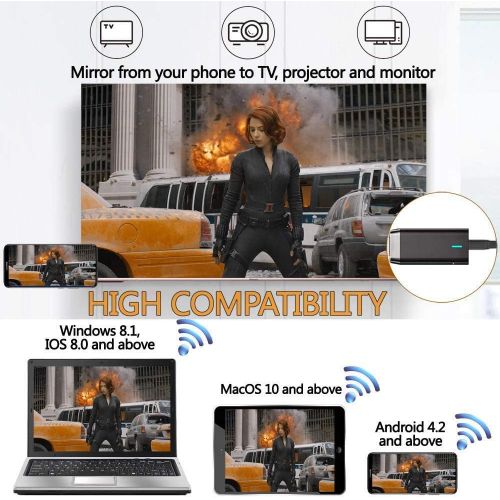  [아마존베스트]Zadmory Wireless WiFi Display Adapter Dongle, 1080P& Dual Band WiFi Bluetooth Miracast Adapter Mirroring Screen, Support 5G/2.4G HDMI Airplay DLNA for Smartphones Laptops to HDTV Projector