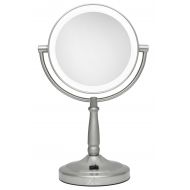 Zadro Cordless Dual-Sided LED Lighted Vanity Mirror, Satin Nickel