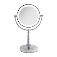 Zadro Cordless Chrome Dual-Sided LED Lighted Vanity Mirror with 1X & 10X magnification.