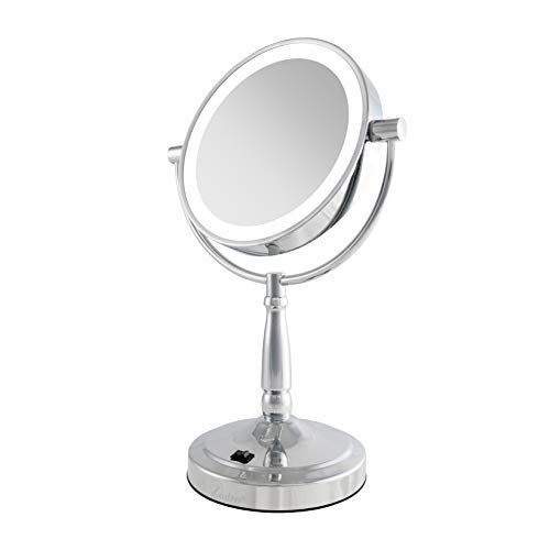  Zadro Cordless Chrome Dual-Sided LED Lighted Vanity Mirror with 1X & 10X magnification.
