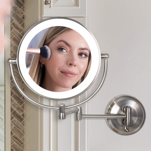  Zadro 10X/1X Magnification Next Generation LED Lighted Wall Mount Mirror, Satin Nickel