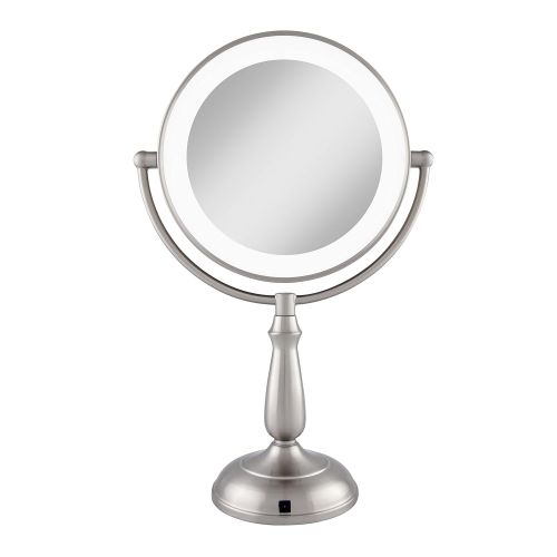  Zadro Satin Nickel Dual Sided Led Lighted Dimmable Touch Vanity Mirror, 12X / 1X Magnification