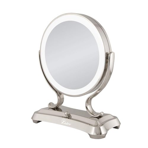 [아마존베스트]Zadro Polished Nickel Surround Light Dual Sided Glamour Vanity Mirror, 5X / 1X Magnification
