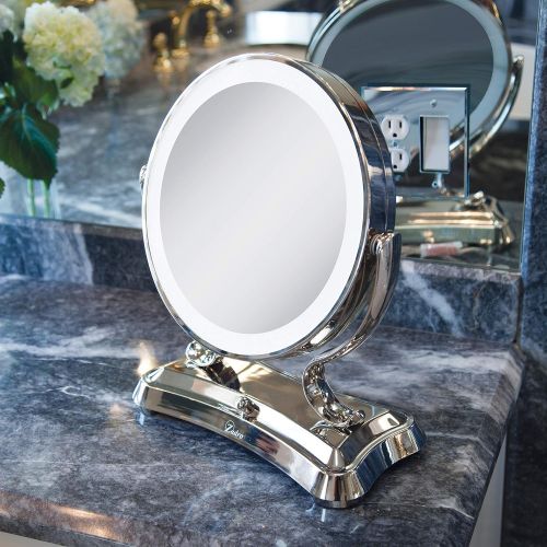  [아마존베스트]Zadro Polished Nickel Surround Light Dual Sided Glamour Vanity Mirror, 5X / 1X Magnification