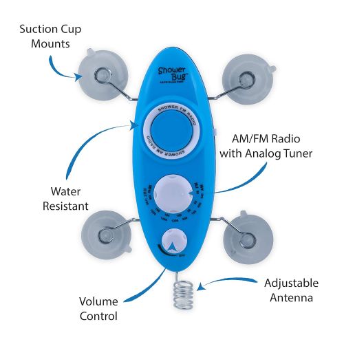  Zadro Water Resistant AM/FM Showerbug Shower Radio: Home & Kitchen