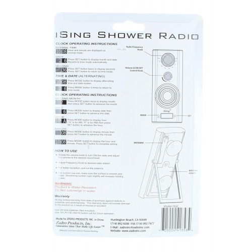  Zadro Portable Shower Radio with Digital Clock Water Resistant with Suction Cups ISING: Home & Kitchen